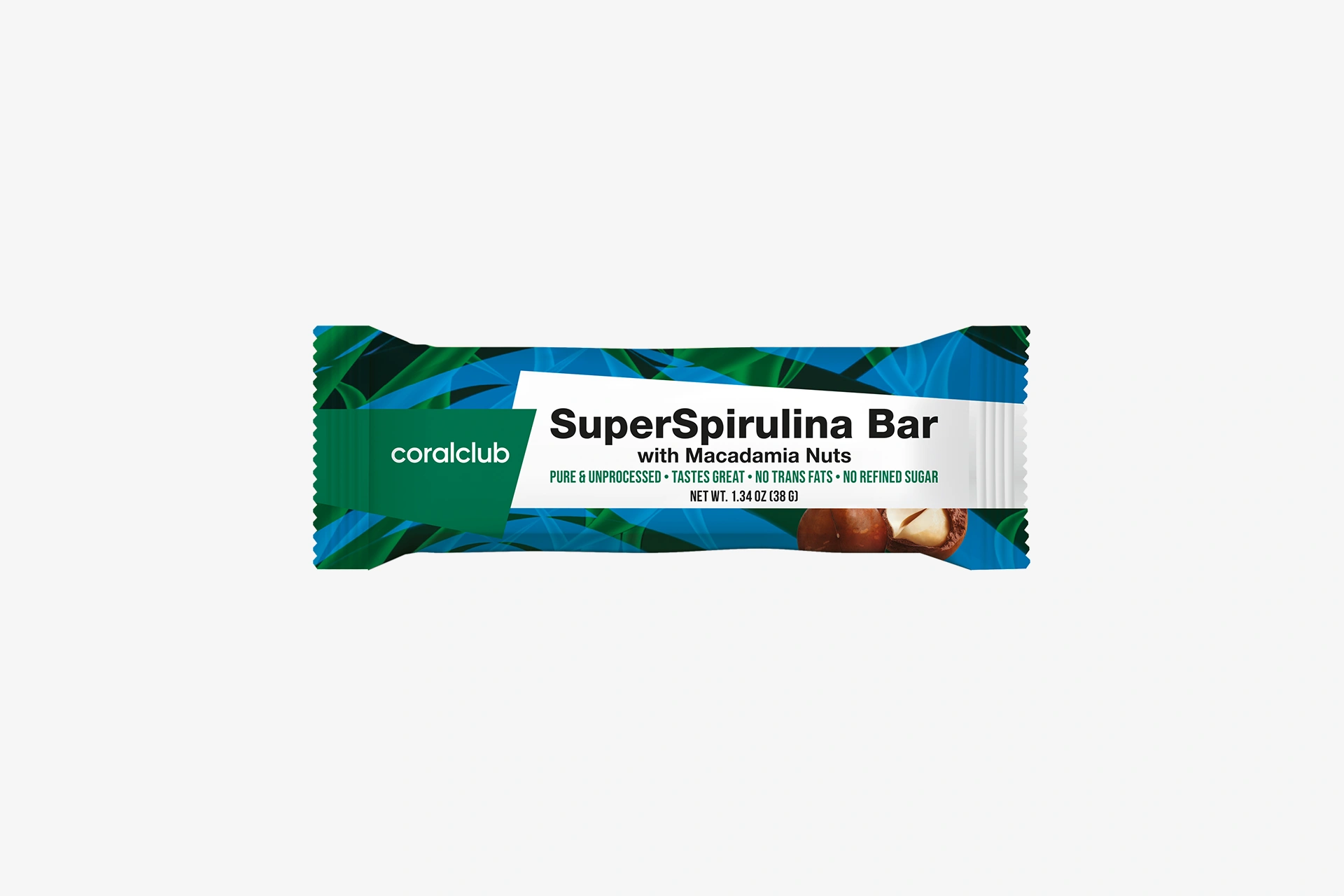SuperSpirulina Bar with Macadamia Nuts, 38g
